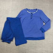Ekouaer Pajamas Women Small Blue Striped Top Pants PJ Sleep Set Cotton Blend