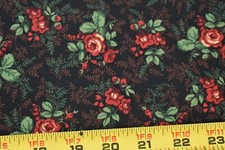 By 1/2 Yd, Floral on Black Quilt Cotton, Thimbleberries, Pine Rose, 0351, P863