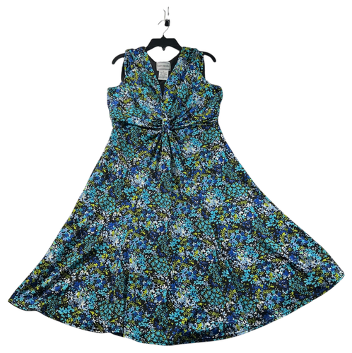 Robe Cocktail Noire Karin Stevens Taille 14 Avec Broderie Florale - Style élégant Sans Manches
