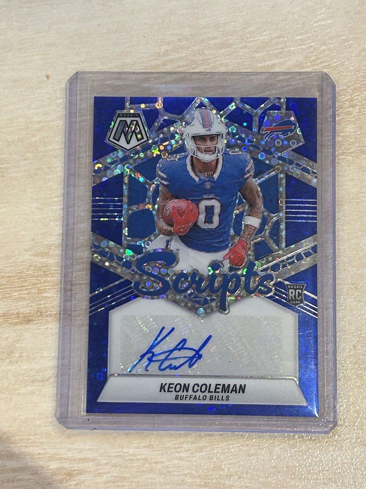 2024 Mosaic Football Keon Coleman Blue Mosaic Rookie Auto Scripts No Huddle Sh