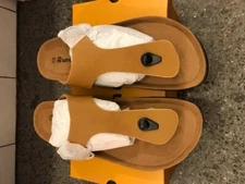 Runcati Mens Flip Flops Cork with Adjustable Buckle Straps size11