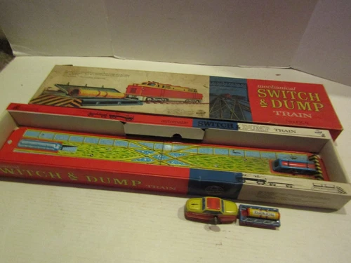 Boxed Vintage Ohio Art Mechanical Switch & Dump Train, 601 Bryan, Ohio TIN TOY