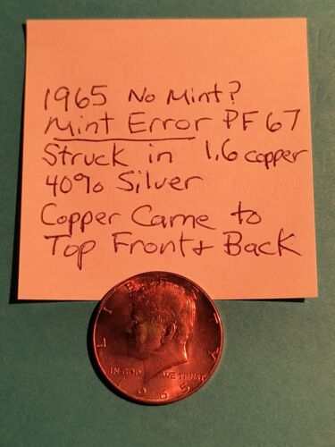 1965d JFK 50c Mint Error 40% Silver Copper Came To Surf. Blunder - Picture 1 of 7