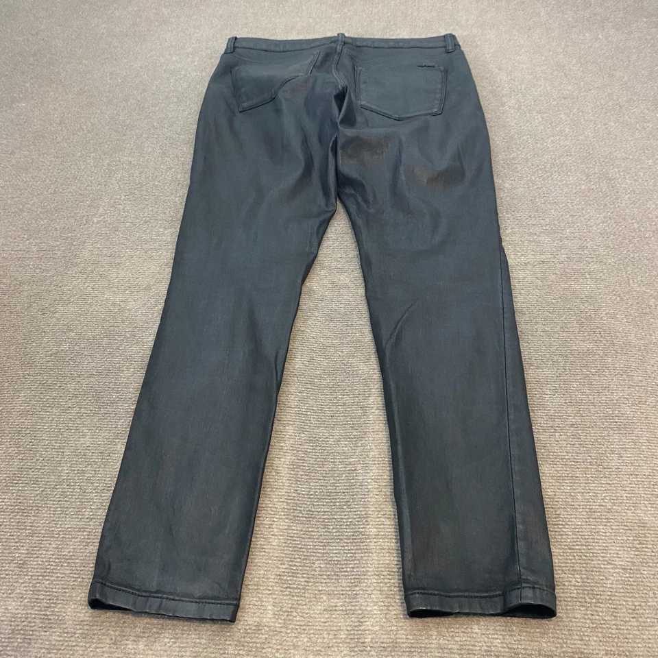 Ralph Lauren牛仔裤女式10黑色人造皮革涂层直筒弹力 — 第 3/4 张图片