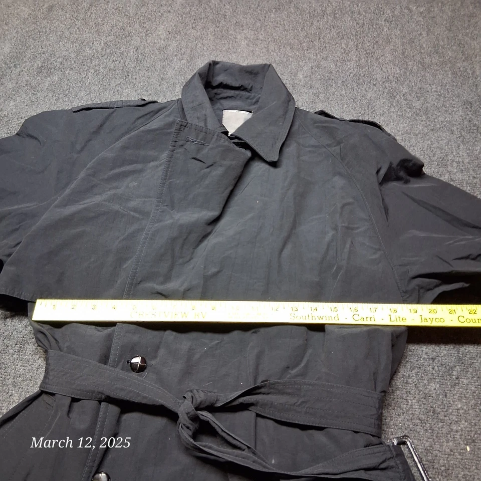 Gabardina de Colección Carol Cohen Drizzle Negra Talla 42 Cinturón Cortavientos Lluvia Foto 3 de 4