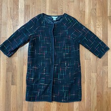 Nwt Wdny Wd.ny Black Colorful Pattern Size 12 Button Up Jacket / Coat / Cardigan