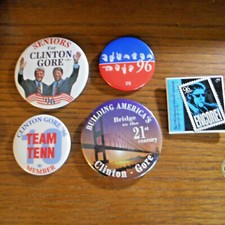 LOT OF 5 CLINTON GORE PRESIDENT POLITICAL PINS