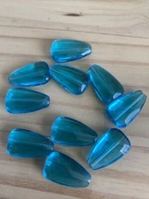 10 TURQUOISE BLUE  TEAR DROP GLASS LAMP WORK BEADS - approx 25mm DIY Jewelry 