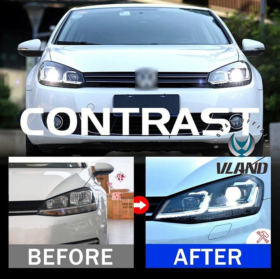 Faros VLAND + luces traseras ahumadas + bombilla LED para Volkswagen Golf 7.5 MK7.5 18-20 Foto 2 de 4