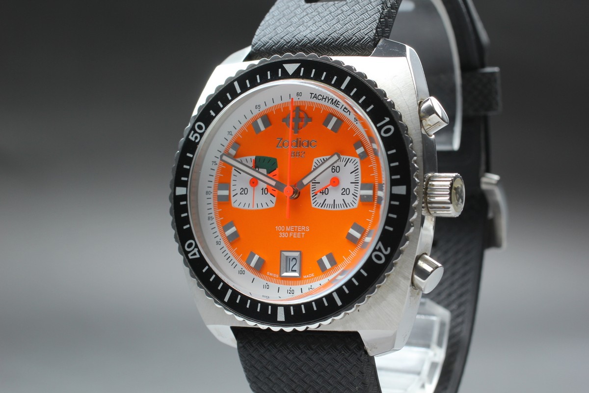 Zodiac Sea Dragon ZO2209 Chronograph Orange Dial 43mm Qz Zodiac Sea Dragon ZO2209 Chronograph Orange Dial 43mm Qz