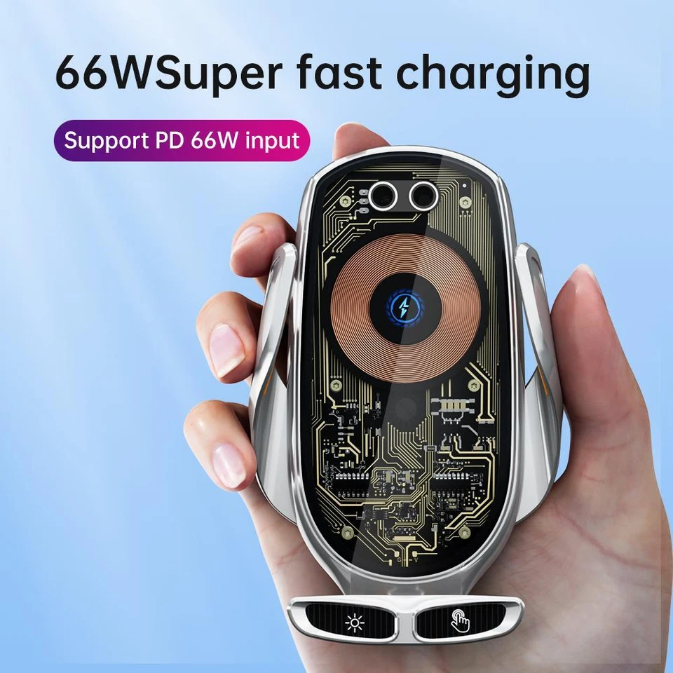 66W Fast Wireless Charging Car Charger Mount Automatic Clamping Car Phone Holder - Image 2 of 4