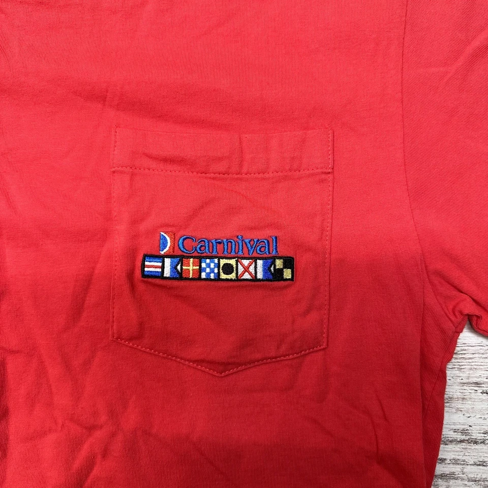 Camiseta De Colección Carnival Cruise Lines Manga Corta Bolsillo Vacaciones Años 90 Para Hombres M Foto 3 de 4