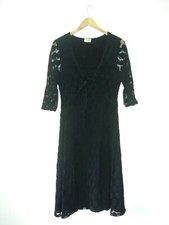 KALIKO SIZE 12 DRESS BLACK SHIFT LAYERED LACE SLEEVE TWIST FRONT W
