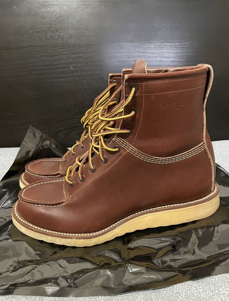 Ralph Lauren RRL Vintage Leather Moc Toe Boots 8 Men Canyon Ralph Lauren RRL Vintage Leather Moc Toe Boots 8 Men Canyon