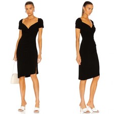 Norma Kamali Sweetheart Side Drape Asymmetric Dress Black XS