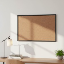 Elegant 24'' x 36'' Cork Bulletin Board with Black Wood Frame - Wall Mounted