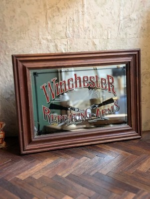 Vintage Winchester Repetierwaffen Werbung Spiegel - Schusswaffen Erinnerungsstücke Pub