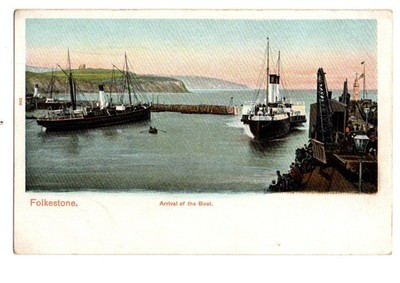 Kent. Folkestone. Ankunft des Bootes.