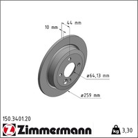 2X Zimmermann 150.3401.20 Bremsscheibe FüR Mini R56 R57 R50 R53 R52