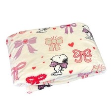 PEANUTS SNOOPY VALENTINE'S DAY BOWS HEARTS THROW BLANKET THE BIG ONE NWT