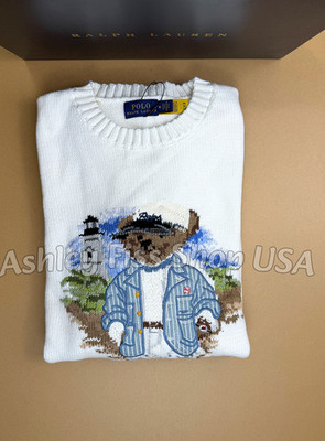 BID NOW POLO RALPH LAUREN Ski Bear Sweater Women's S White Knit