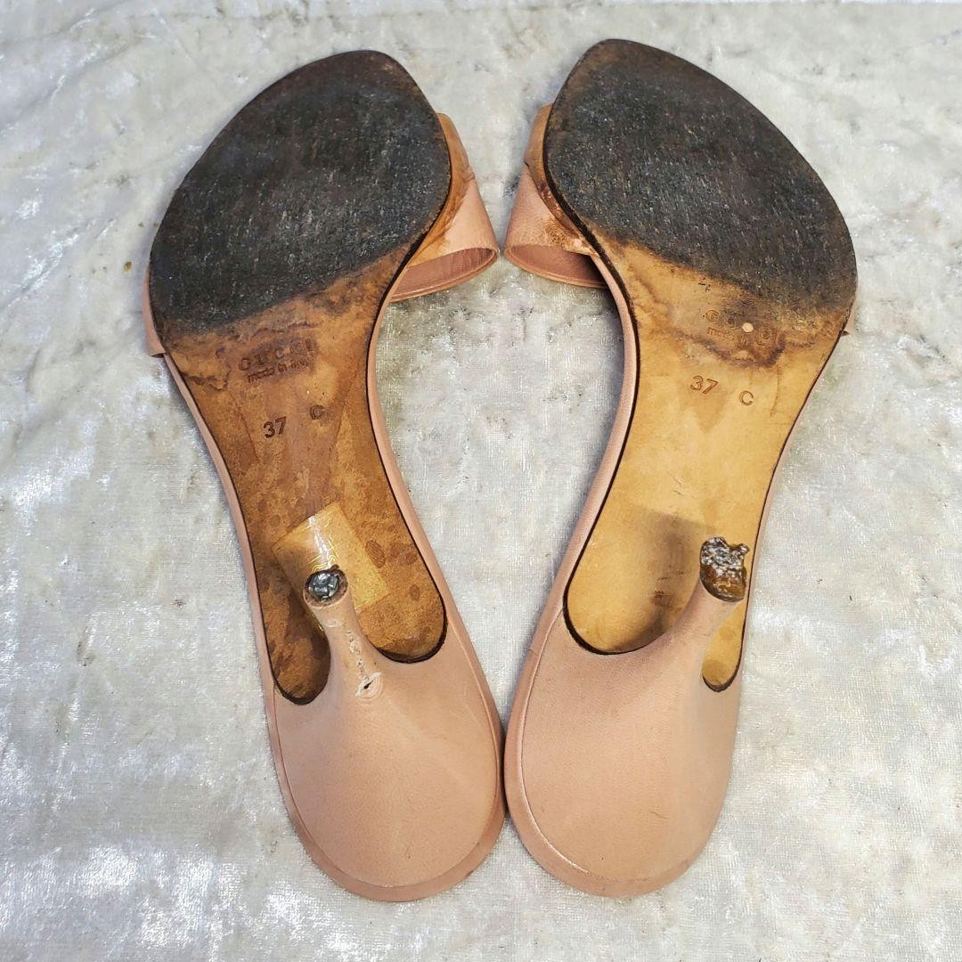 GUCCI Mules Sandals Heel Leather Pink Beige EU37/US7 116126c thumbnail 21