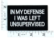 Embroidered Patch - Funny - In My Defense I Was Left Unsupervised -Hook & Loop