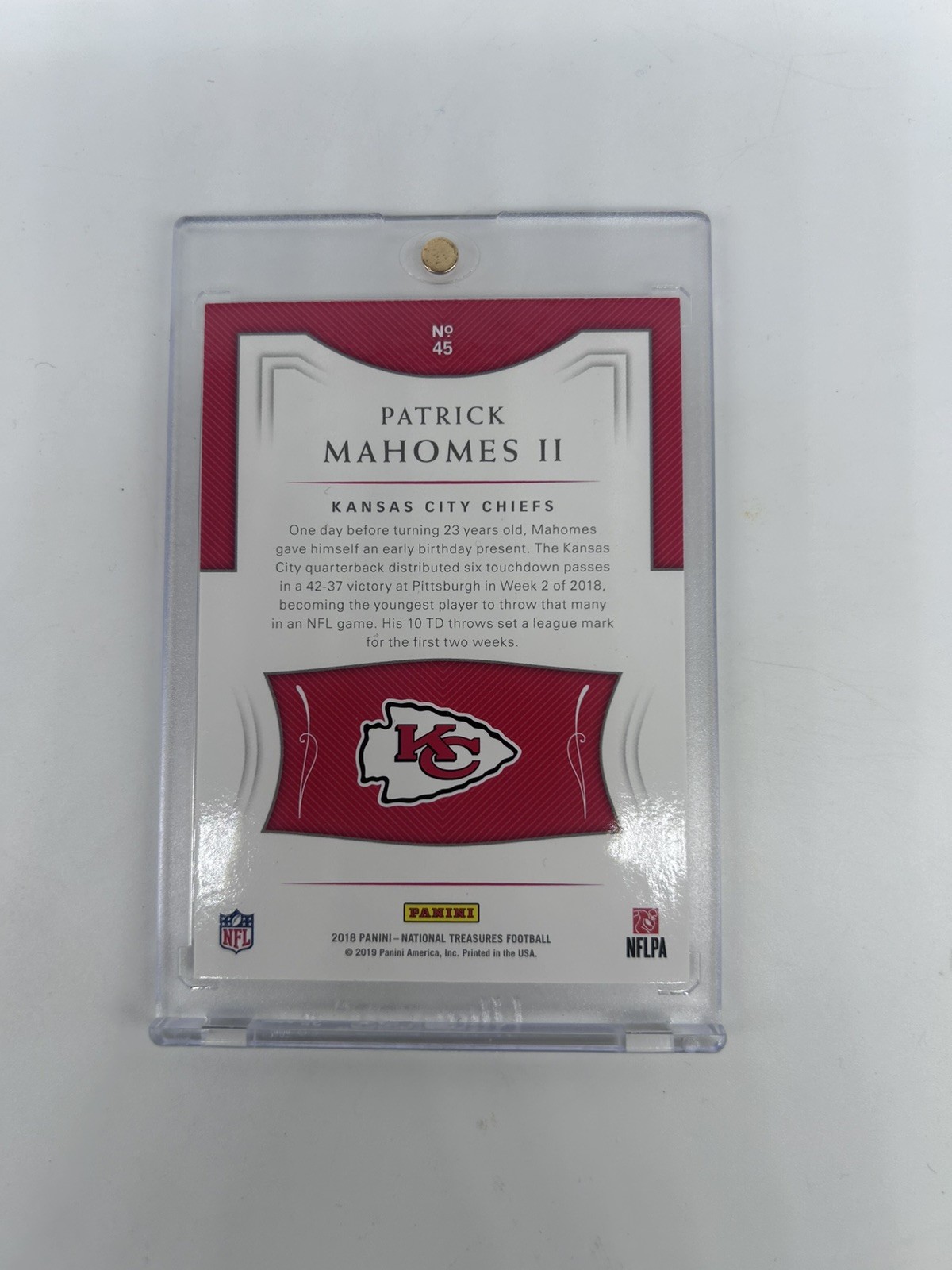 2018 Panini National Treasures 048/50 #45 Patrick Mahomes VERY CLEAN  view 2