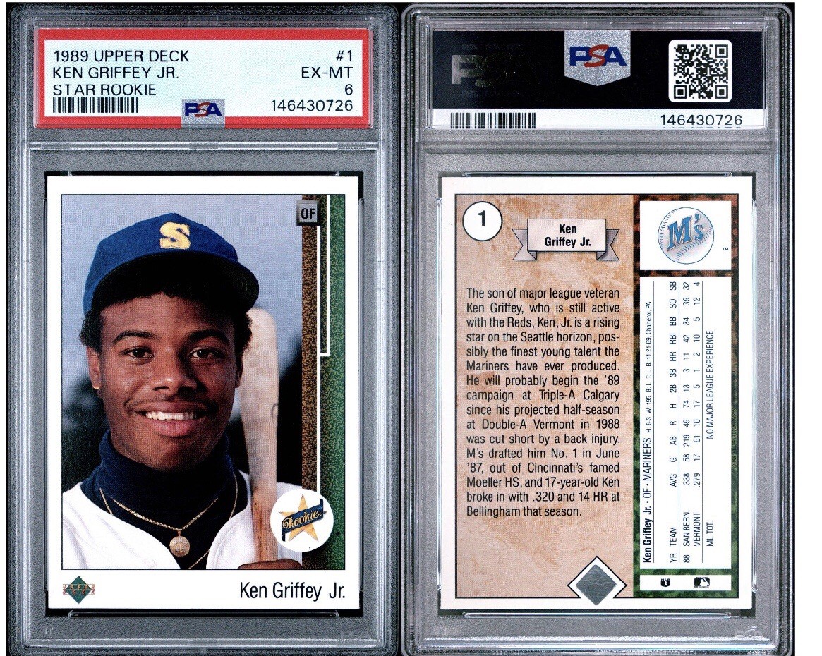 Ken Griffey Jr 1989 Upper Deck Baseball Star Rookie Card RC #1 Graded PSA 6