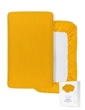 32"x16" Muslin Bassinet Sheets for Baby, Yellow Bassinet Mattress Cover for R...
