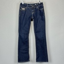 Miss Me Jeans Women 29 Blue Boot Low Rise Flap Pockets Stretch Dark Wash Denim