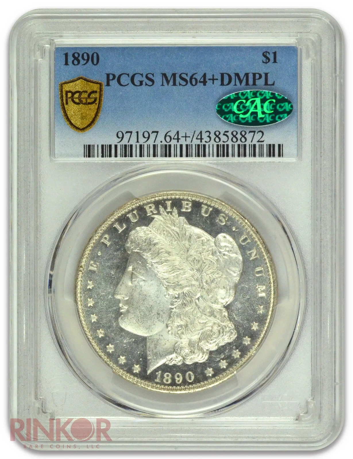 1890 $1 Morgan Dollar PCGS MS 64+ DMPL CAC