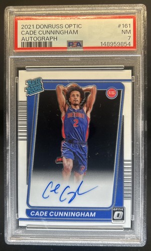 2021-22 Panini Donruss Optic Cade Cunningham Rated Rookie RC Auto #161 PSA 7