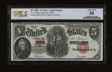 DBR 1907 $5 Legal Tender Fr. 91 PCGS-B 30 Serial K29120159