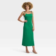 A New Day Dress Womens Large Green Open Back Sleeveless Midi