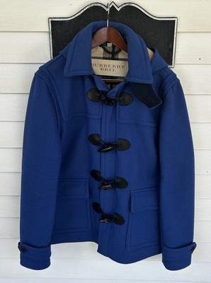 Burberry Brit Blue Wool Blend Toggle Duffle Coat Jacket Mens Large England Made