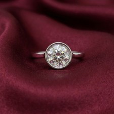 Round Cut Solitaire Bezel Ring 925 Sterling Silver Contemporary Wedding Jewelry