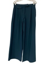 Zara Womens Trousers pants Small Duck Green High Rise Wide Leg 4387/252 NWT