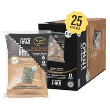 Crispy Organic Seaweed Snacks, Roasted Ginger Sesame Nori Sheets, 25-Pack Case