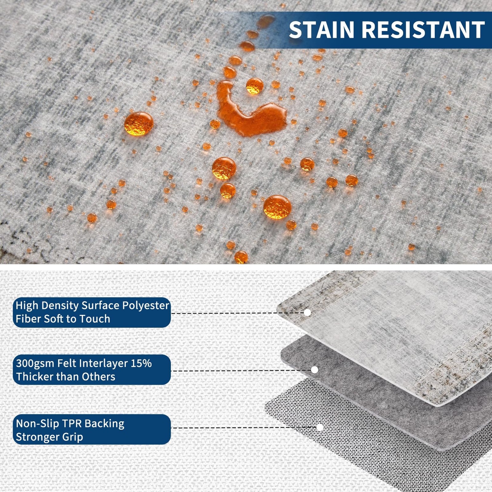 5x7 Washable Area Rug for Living Room Vintage Border Rug Stain Resistant Dini...