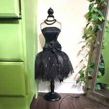 Black Female Half Body Torso Dress Form Mannequin w wood Stand