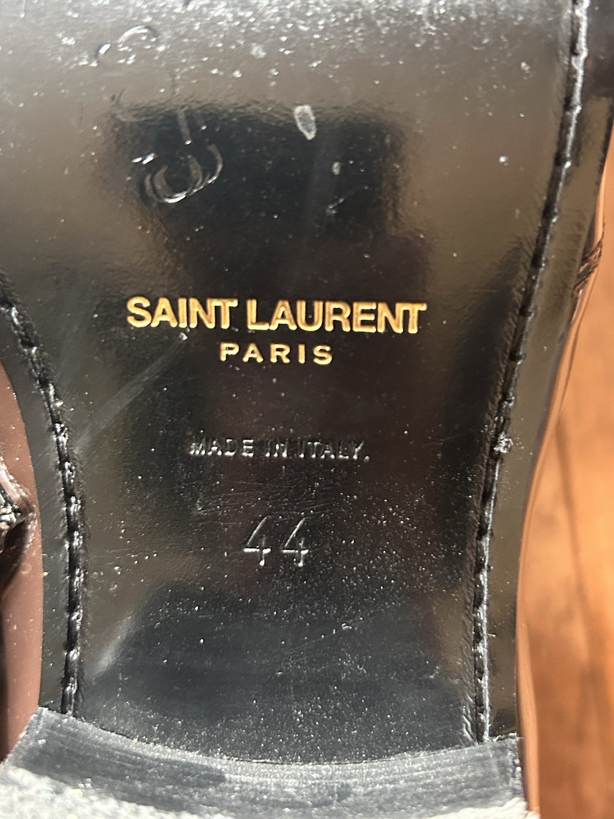 Saint Laurent Stivaletto Wyatt Marrone Cacao Vernice 44