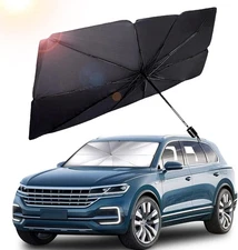 55" x 31" Car Sunshade Umbrella,Upgraded Windshield Cover Sun Shade,UV Black 