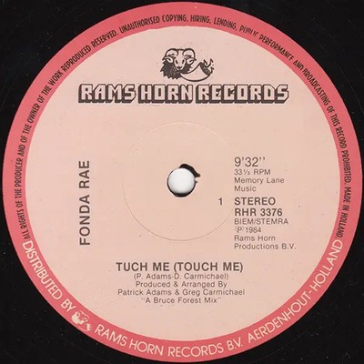 Fonda Rae Tuch Me (Touch Me) Vinyl Single 12inch NEAR MINT Rams Horn