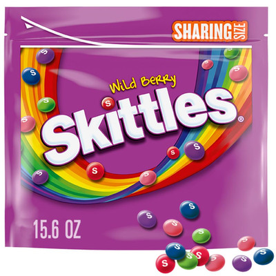 SKITTLES Wild Berry Chewy Candy Share Size Movie Night Party Favor Candy Snack,