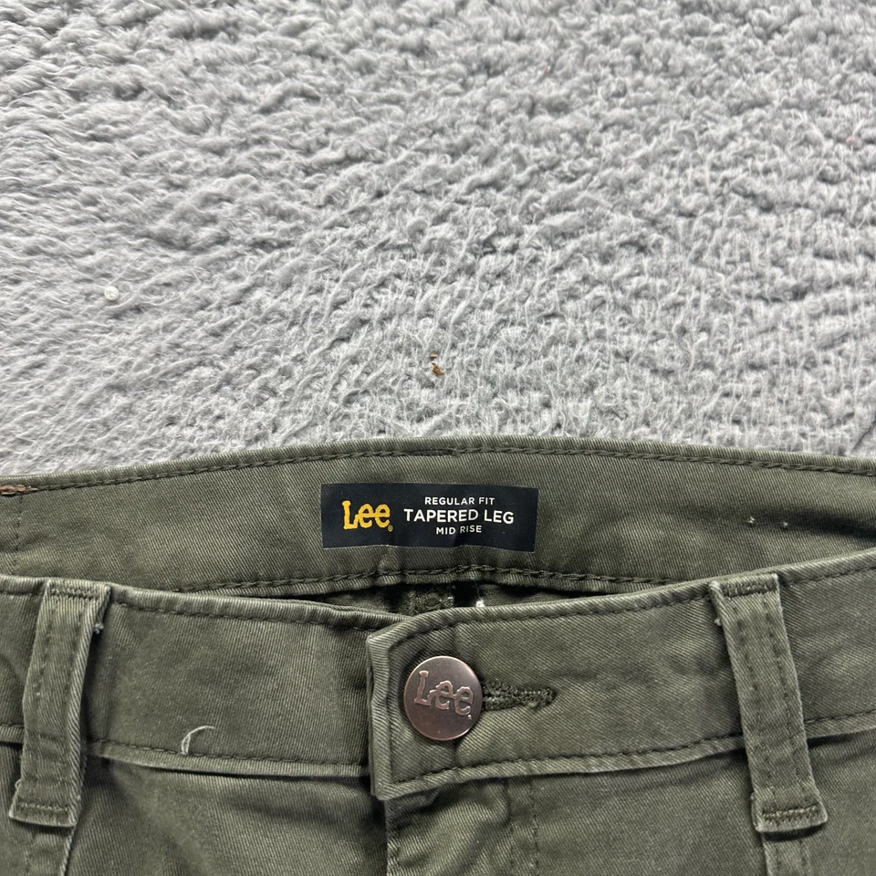 Calça Lee Legendary Feminina 10 Verde Algodão Cônico Cintura Média Elástica Roupa de Trabalho - Imagem 4 de 4