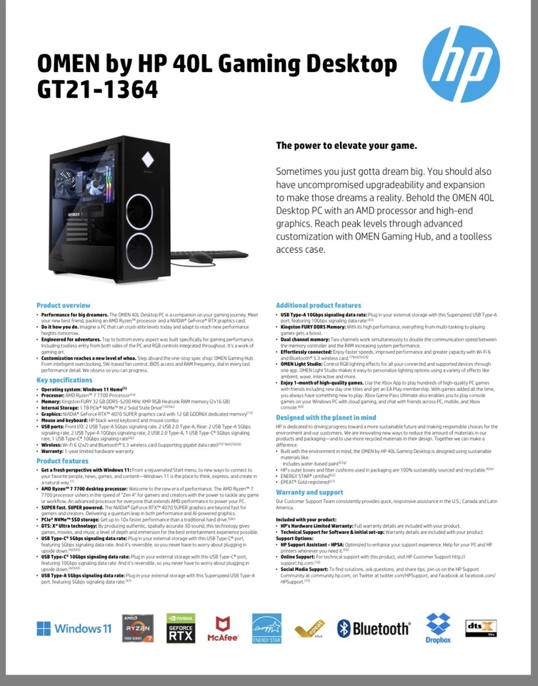 HP OMEN - 40L Gaming Desktop Black - Open Box - Never used - 4070 Super - Image 2 of 4