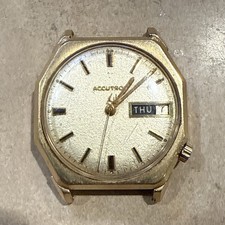 1970 NO 218 Bulova Accutron 14k Gold Filled Head Only Watch Not working Octagon