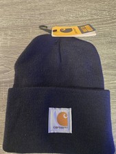 Carhartt Cuffed Beanie Navy Solid One Size Men Winter Fall Warm Knit Hat