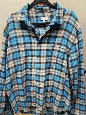 True Craft Men's XXL Blue Plaid Flannel Shirt Button Front Long Sleeve
